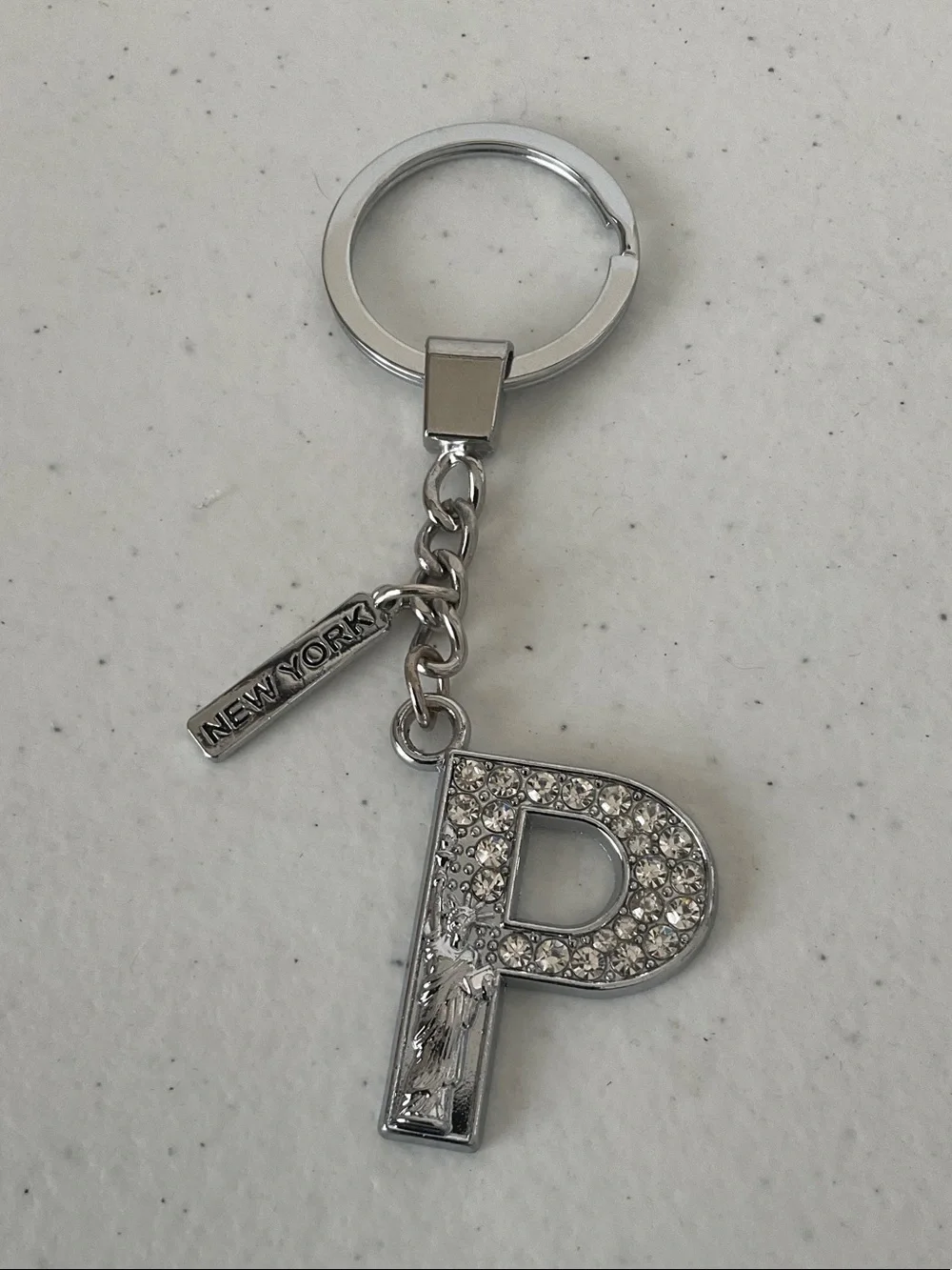 New York & Company Silver 'P' Letter Keychain